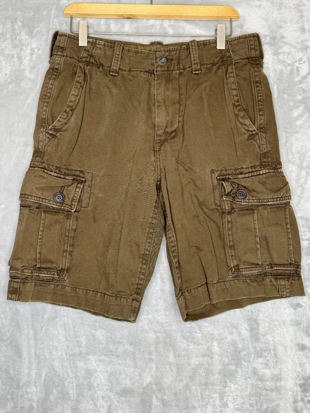 American Eagle Cargo Shorts Mens 30 Brown Classic Length Distressed Cotton